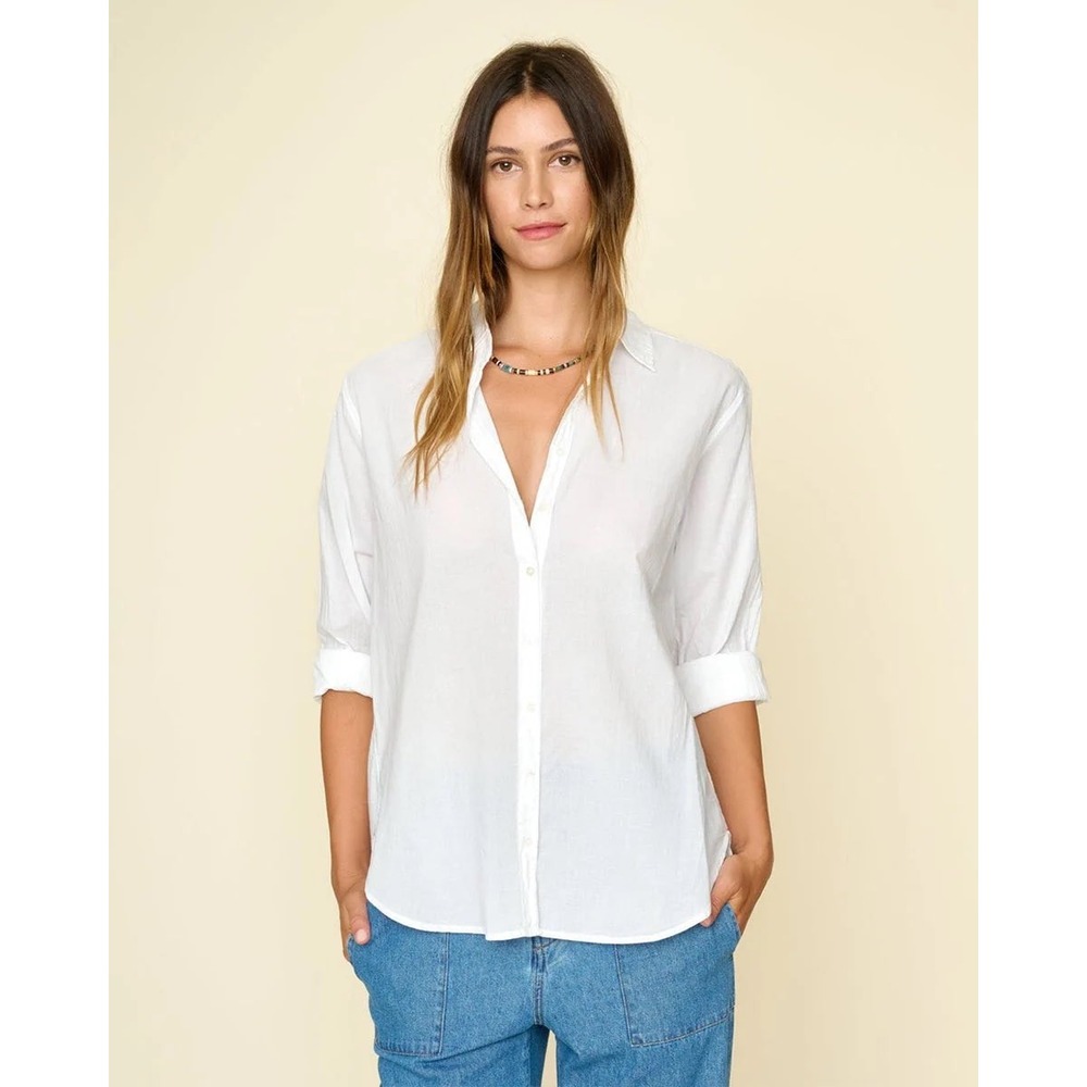 Xirena White Beau Shirt Long Sleeve Cotton Button Down Blouse Small